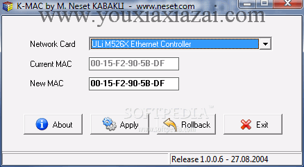 网卡MAC地址修改软件(K-MAC)