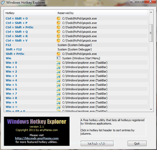 Windows Hotkey Explorer 查看热键快捷键占用工具