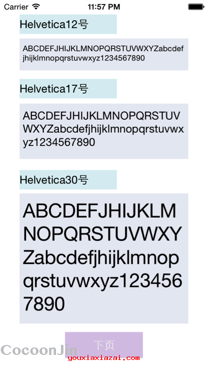 Helvetica字体样式预览