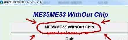 在弹出的窗口点击ok，而后选择ME35/ME33 without chip按钮