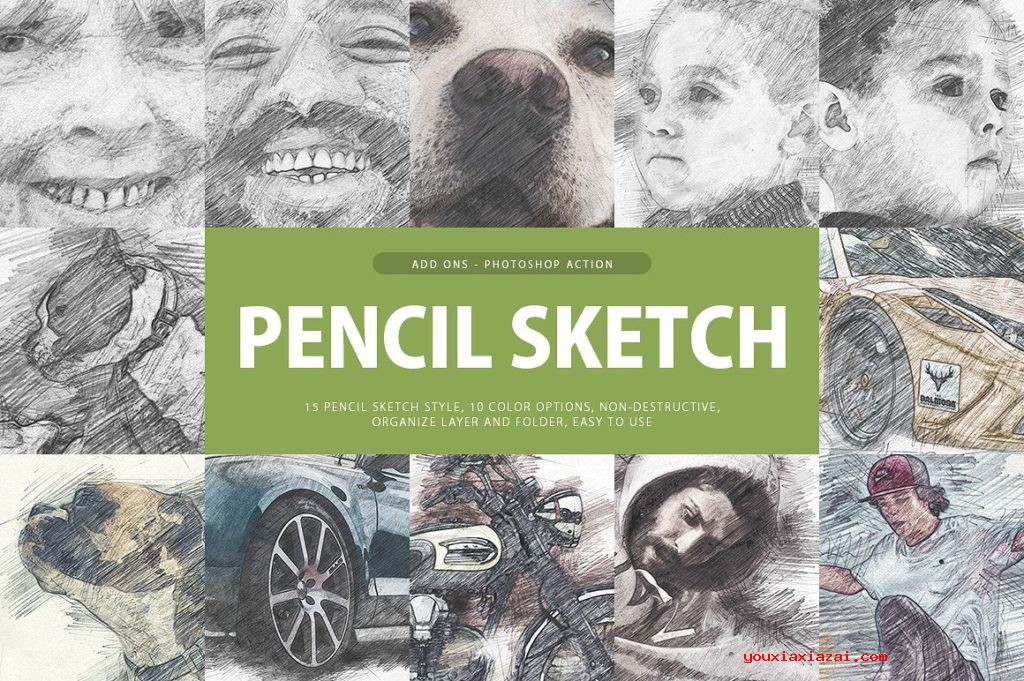 Pencil Sketch Photoshop Action 铅笔素描PS动作